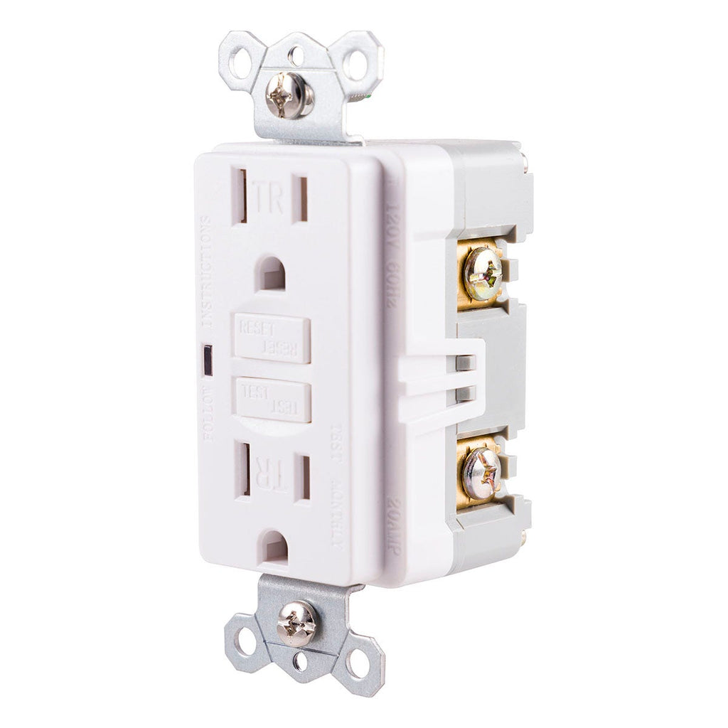 GE GFCI Tamper Resistant Receptacle with LED Indicator, White