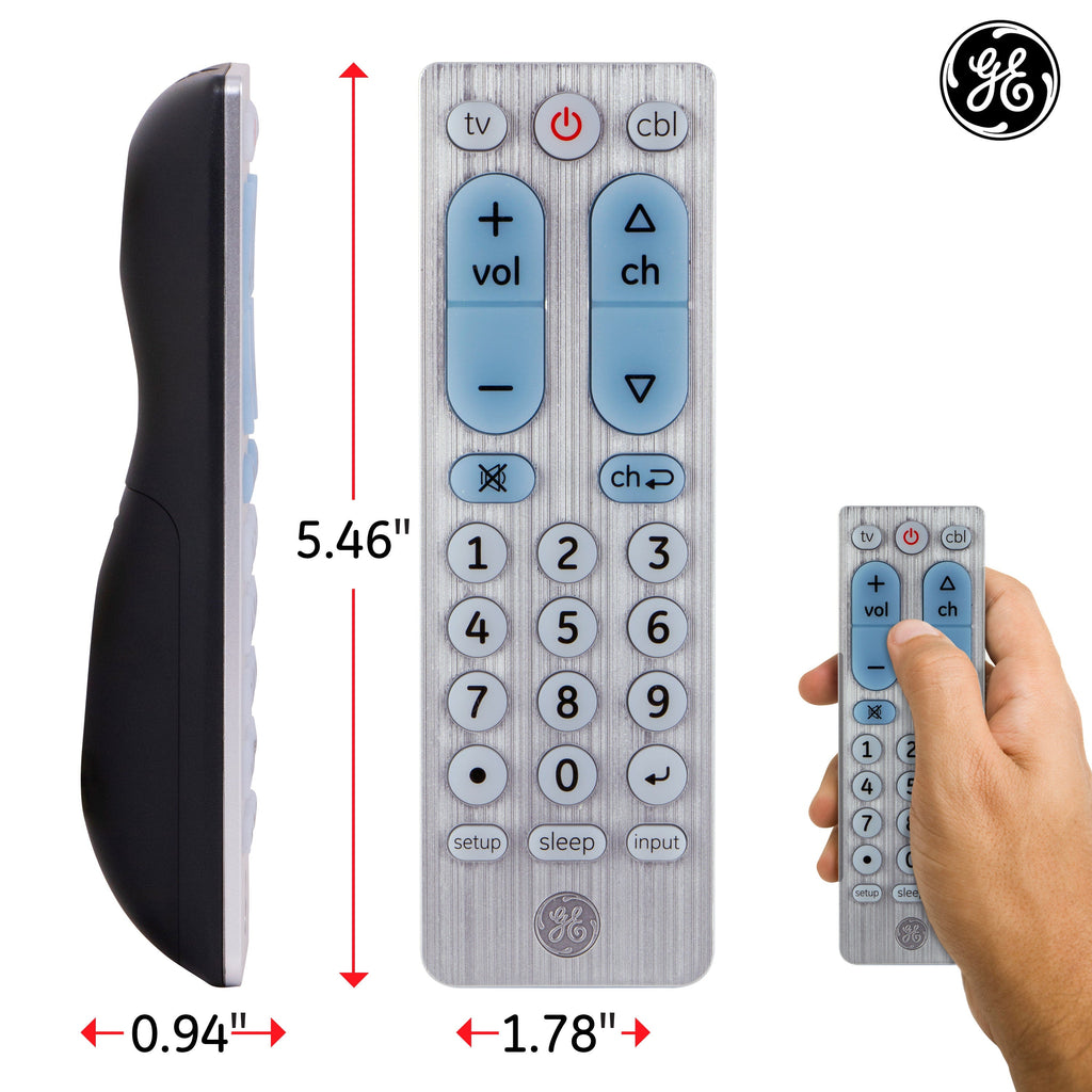 GE 2-Device Universal Remote, Brushed Silver