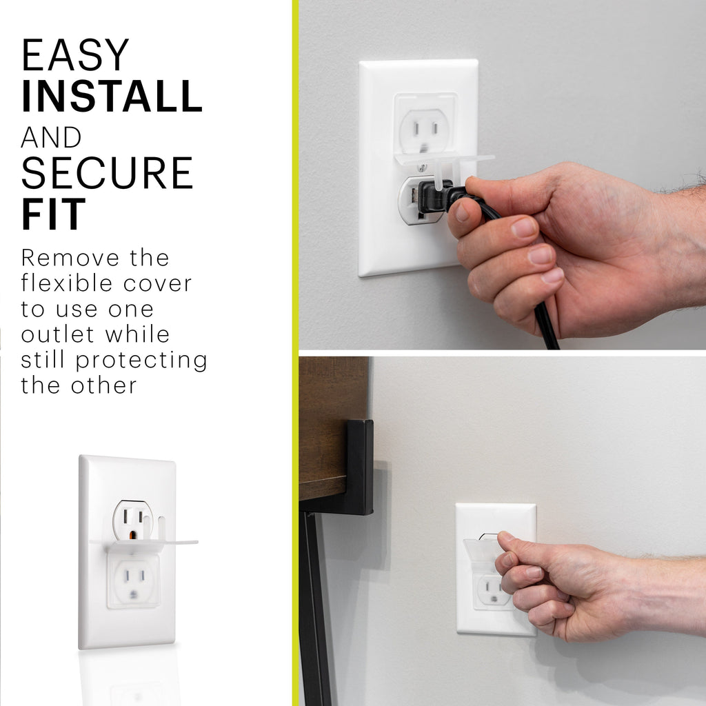 Power Gear Dual Flexible Outlet Safety Covers, White, 30 Pack