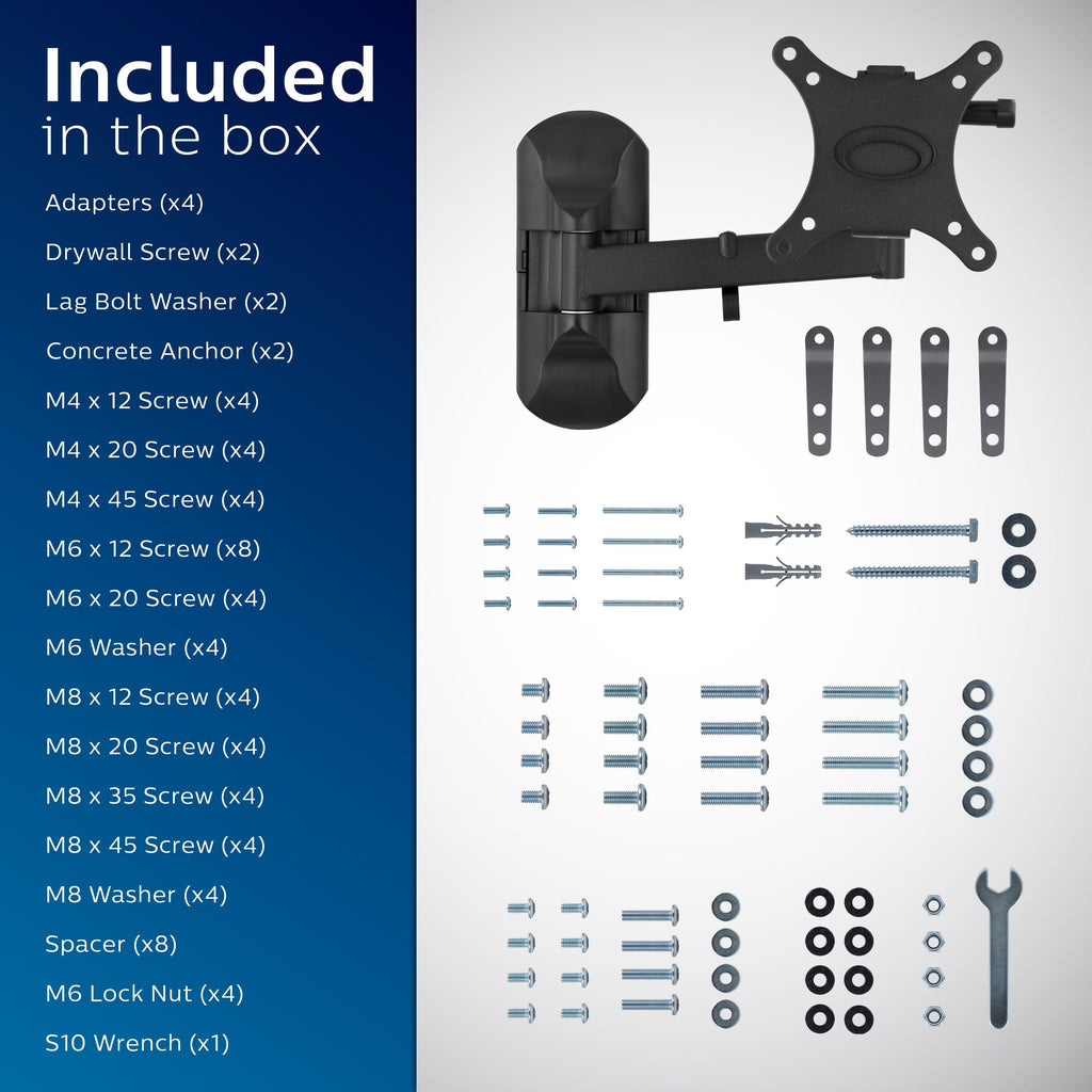 Philips Full-Motion TV Wall Mount, Up to 55in., Black