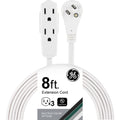 GE 3-Outlet 8ft. Indoor Extension Cord with Right-Angle Plug, White