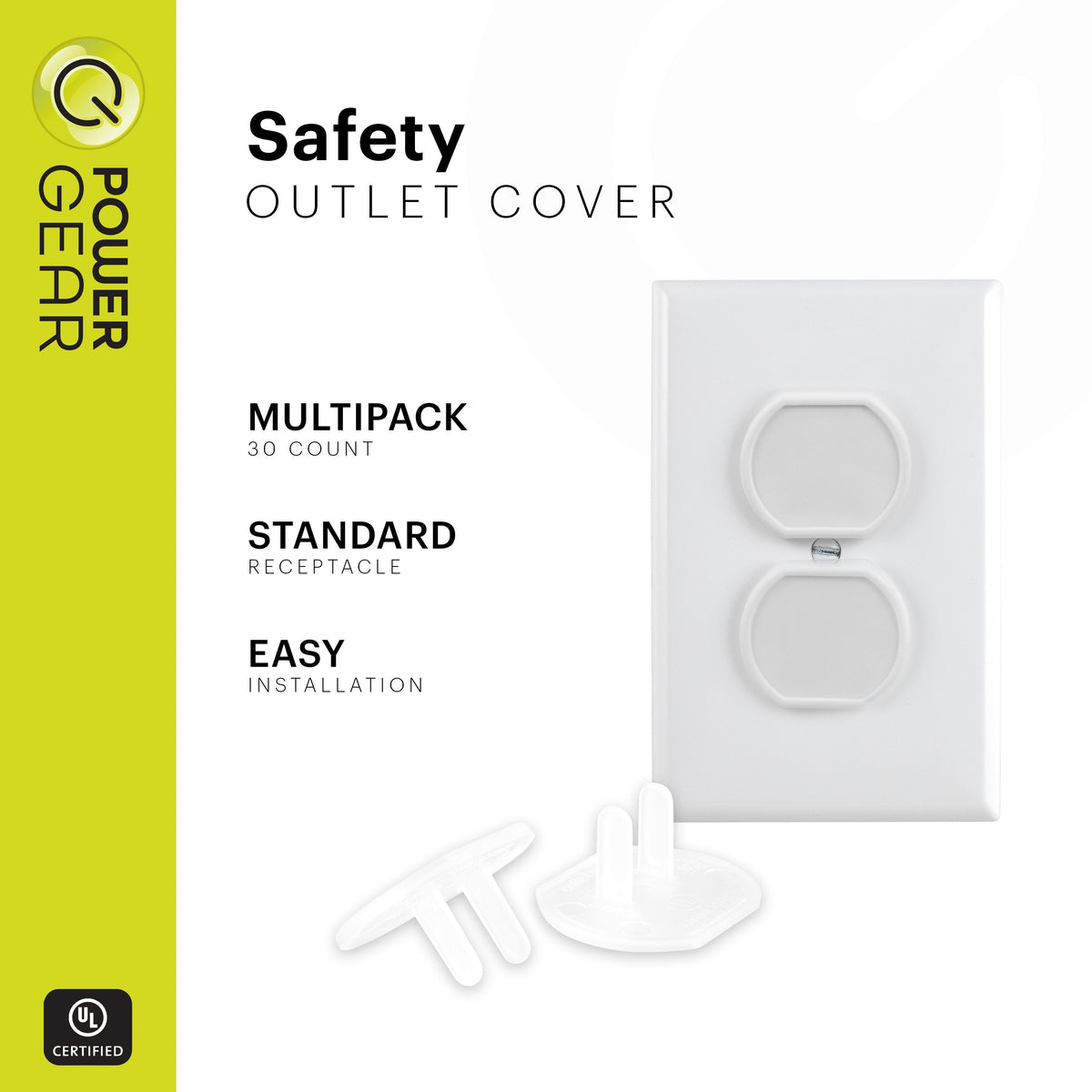 Power Gear Safety Outlet Covers, 30 Pack, White