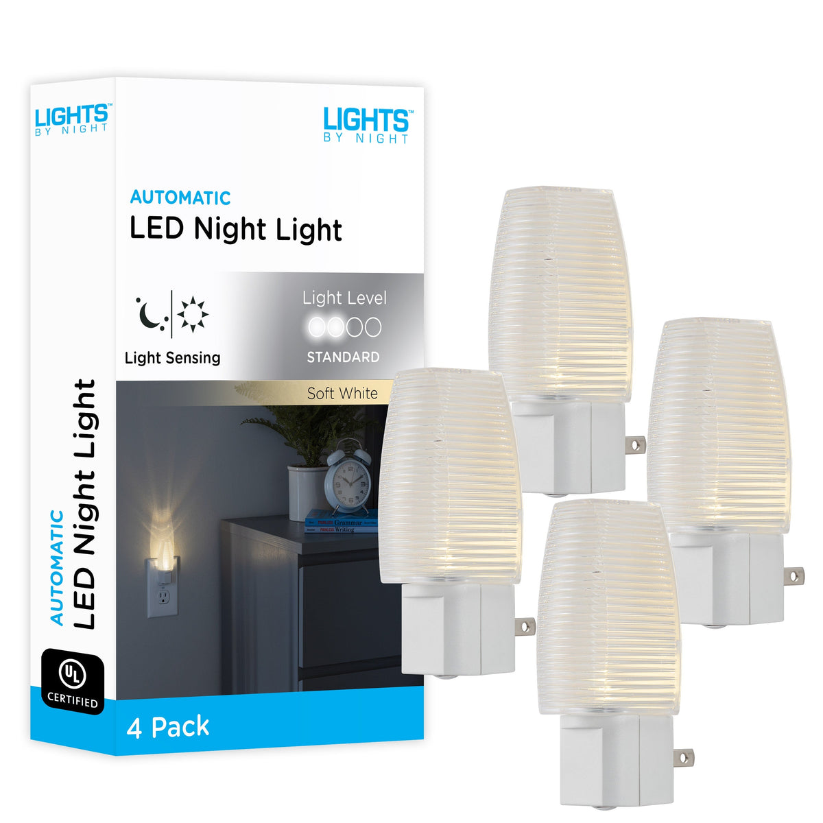 Lights by Night Light Sensing LED Night Light, 4 Pack, White