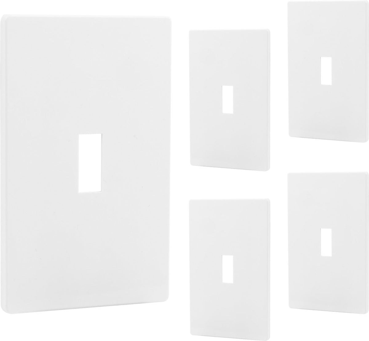 Power Gear Single Toggle Screwless Wall Plate, White, 5 Pack