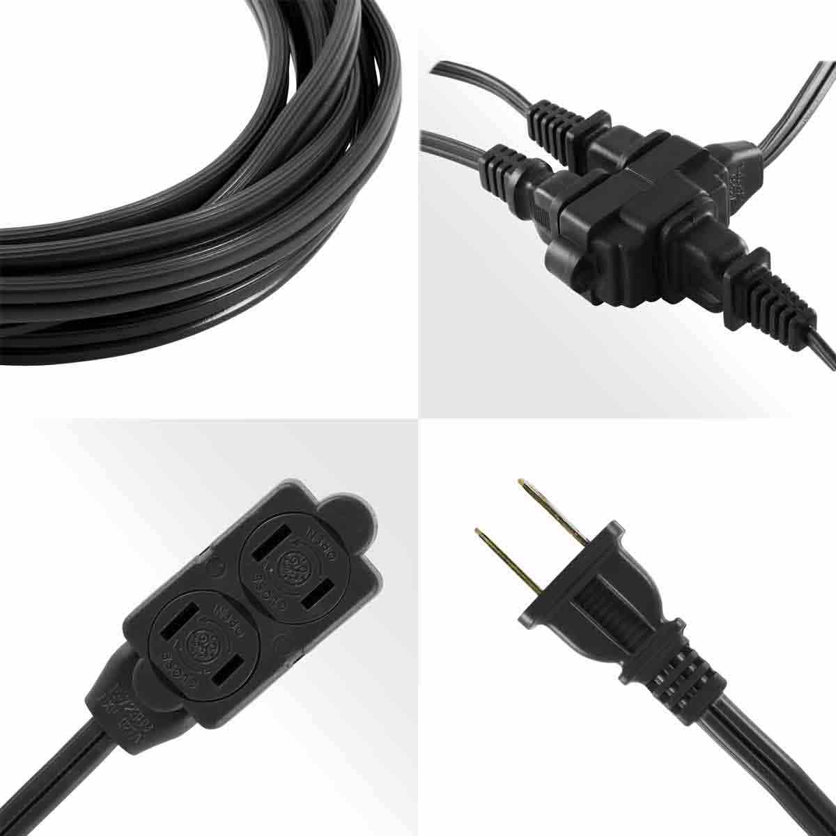 GE 3-Outlet 12ft. Extension Cord with twist-to-Close Outlets, Black
