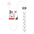 GE 6-Outlet 2ft. Surge Protector with Twist-to-Close Safety Outlets, White