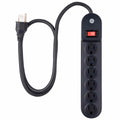 GE 6-Outlet 3ft. Power Strip with Twist-to-Close Safety Covers, Black