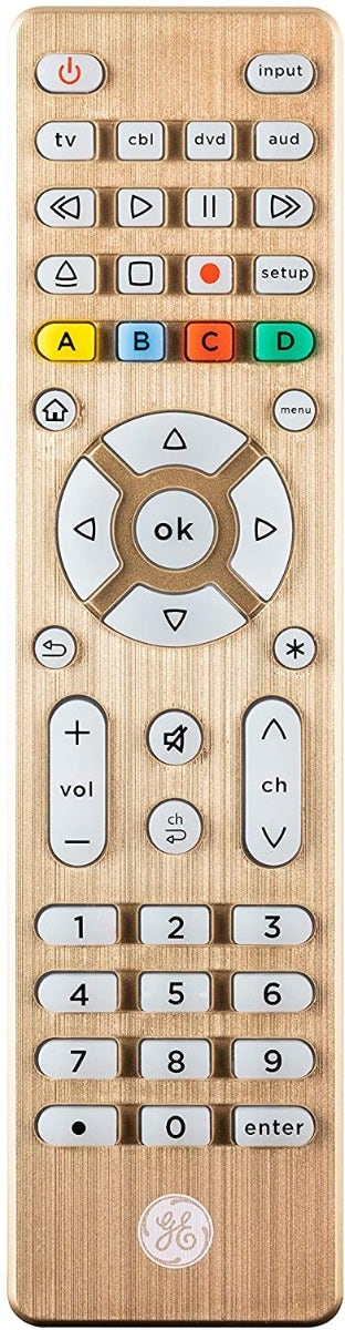 GE 4-Device Backlit Universal Remote, Brushed Gold