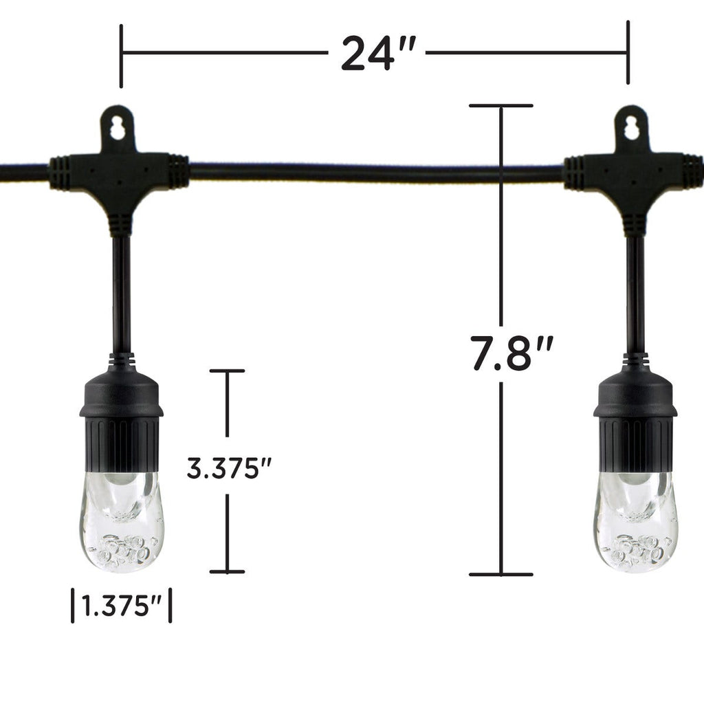Enbrighten Classic LED Cafe Lights, 24 Bulbs, 48ft. Black Cord