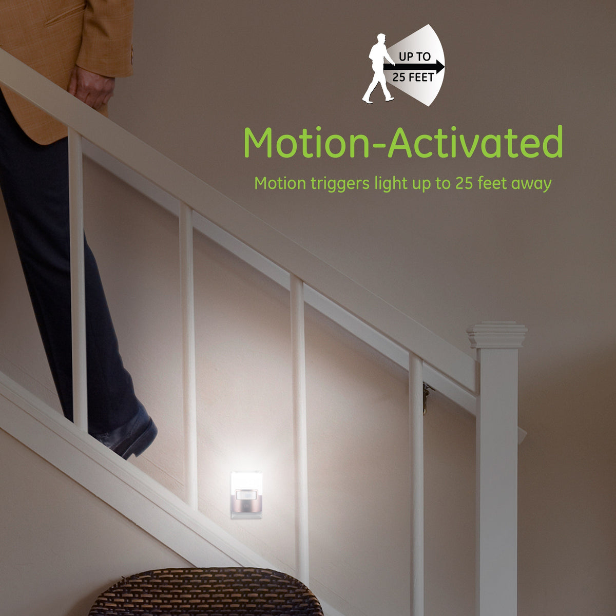 GE Enbrighten UltraBrite Motion Activated LED Night Light, White