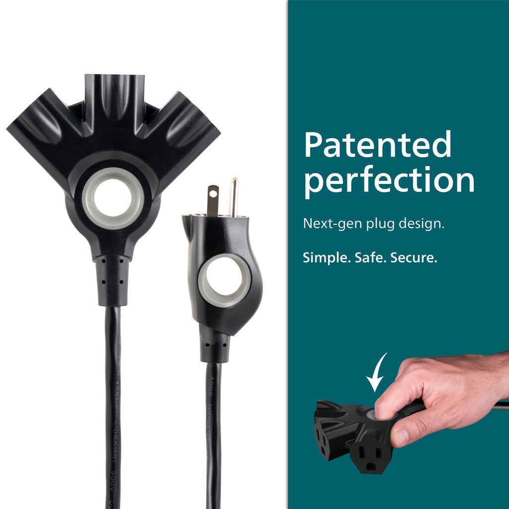 Philips EZGrip™ 3-Outlet 15ft. Indoor/Outdoor Extension Cord, Black