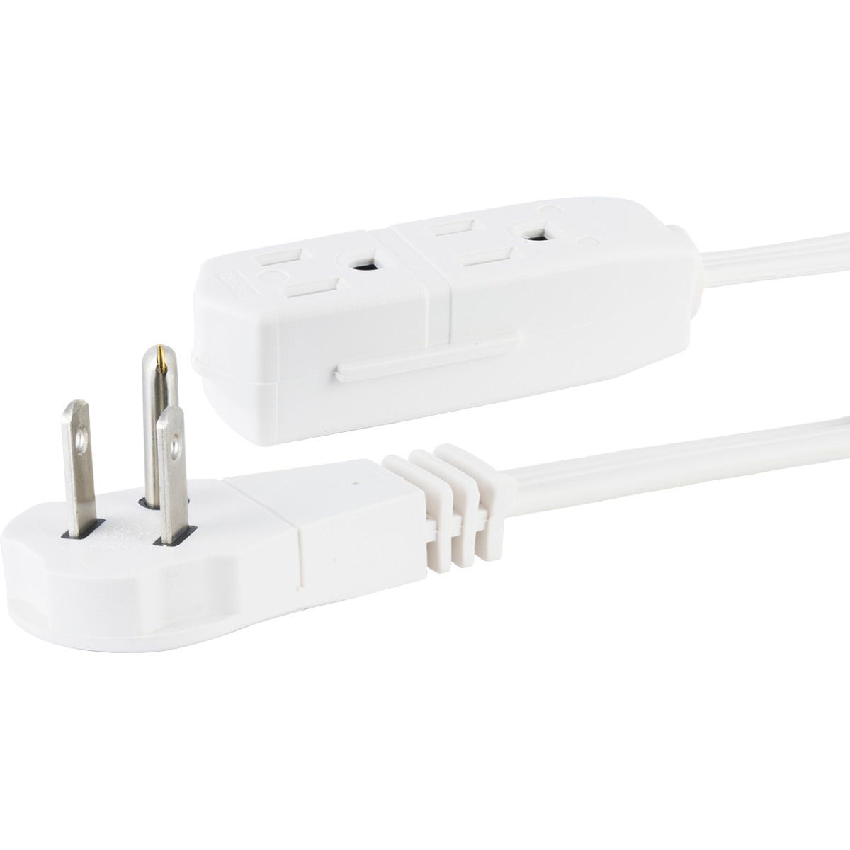 GE 3-Outlet 8ft. Indoor Extension Cord with Right-Angle Plug, White