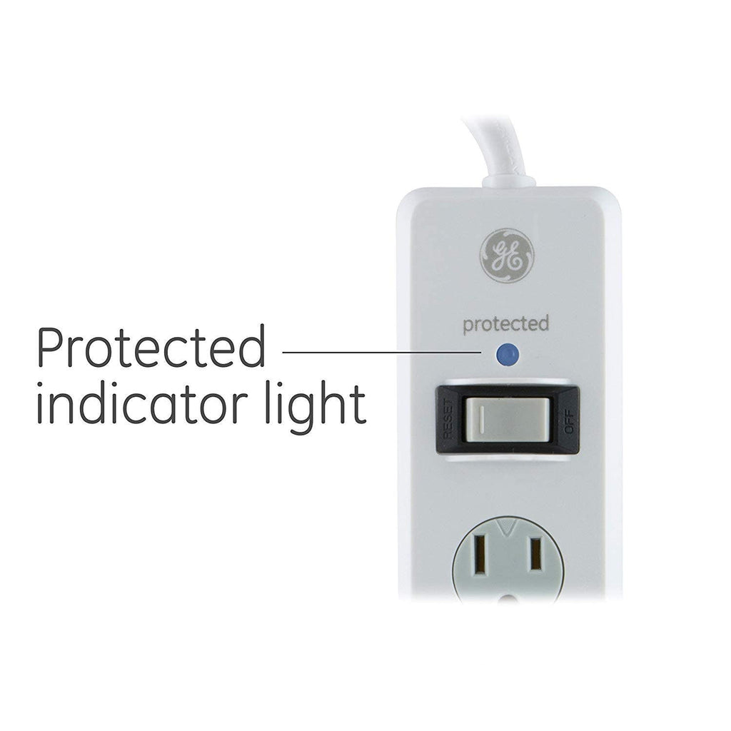 GE 6-Outlet 10ft. Surge Protector With Twist-To-Close Safety Covers, White