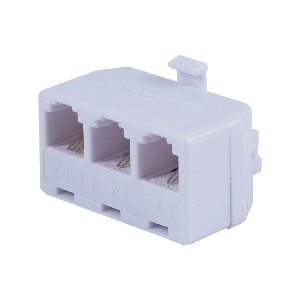Power Gear 2-Line In-Wall Telephone Triplex Adapter, RJ11, White