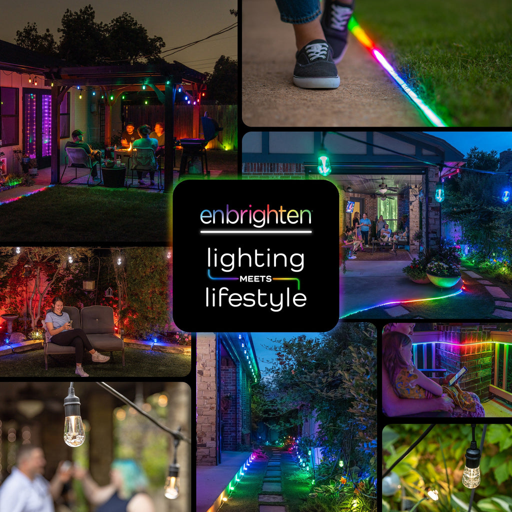 Enbrighten Seasons Color Changing LED Landscape Lights, 6 Lights, 50 ft. Black Cord