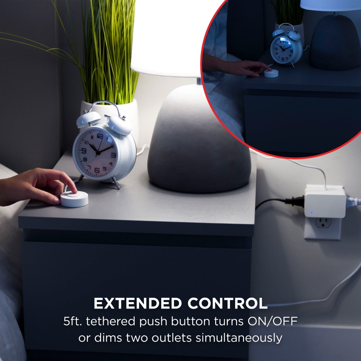 UltraPro 2-Outlet Indoor On/Off Dimmable Lighting Control with Tether, White
