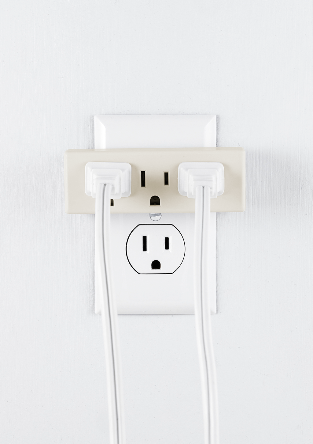 GE 3-Outlet Wall Tap, Light Almond