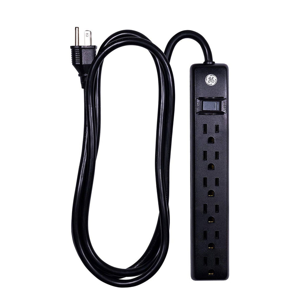 GE 6-Outlet 6ft. Power Strip, Black