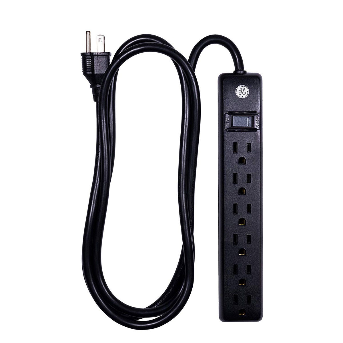 GE 6-Outlet 6ft. Power Strip, Black