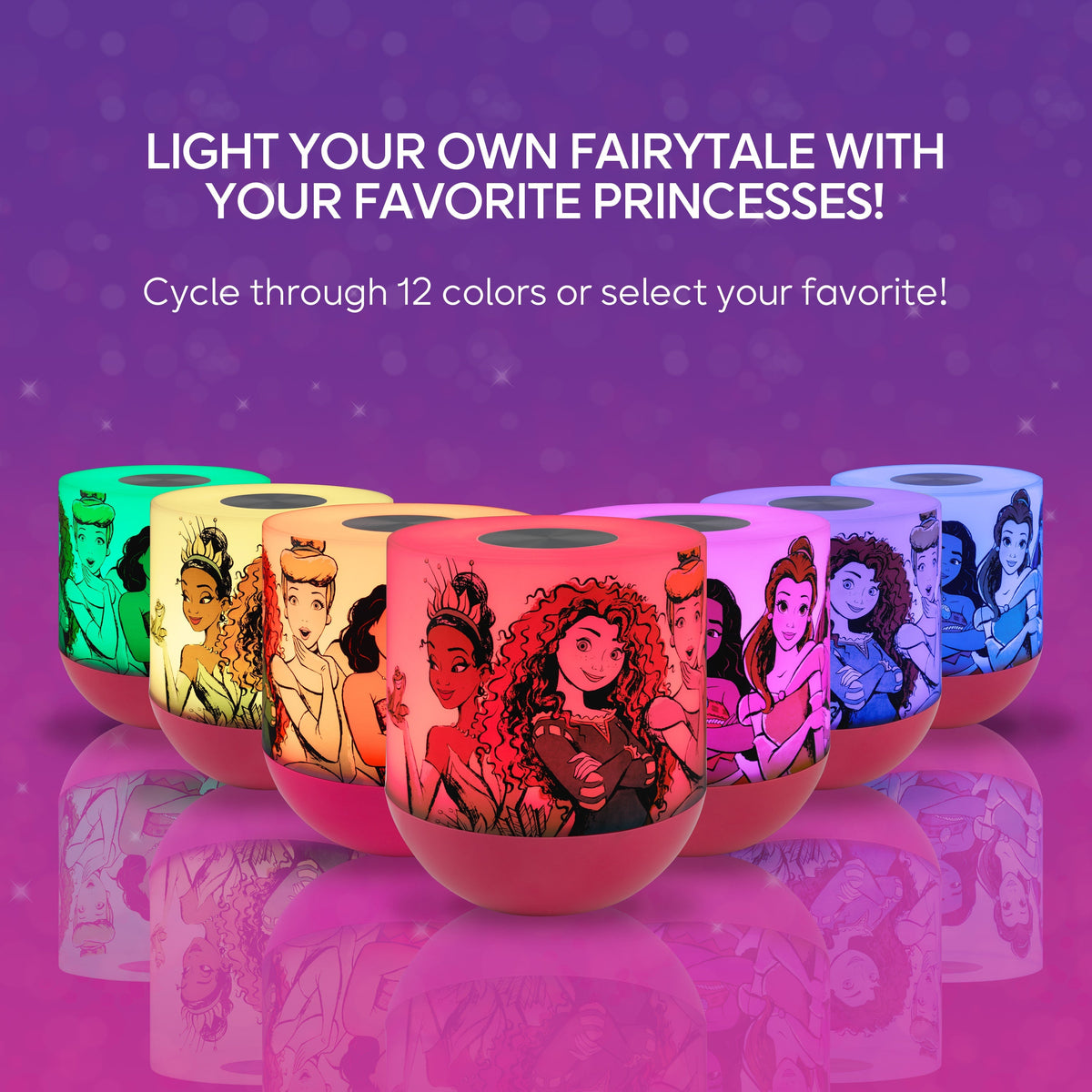 Disney Princess Color Changing Tabletop LED Lamp Night Light, Red