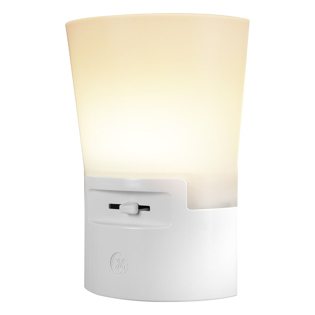 GE UltraBrite Sconce Light Sensing LED Night Light, White