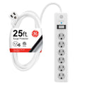 GE 6-Outlet 25ft. Surge Protector with Twist-to-Close Safety Outlet Covers, White