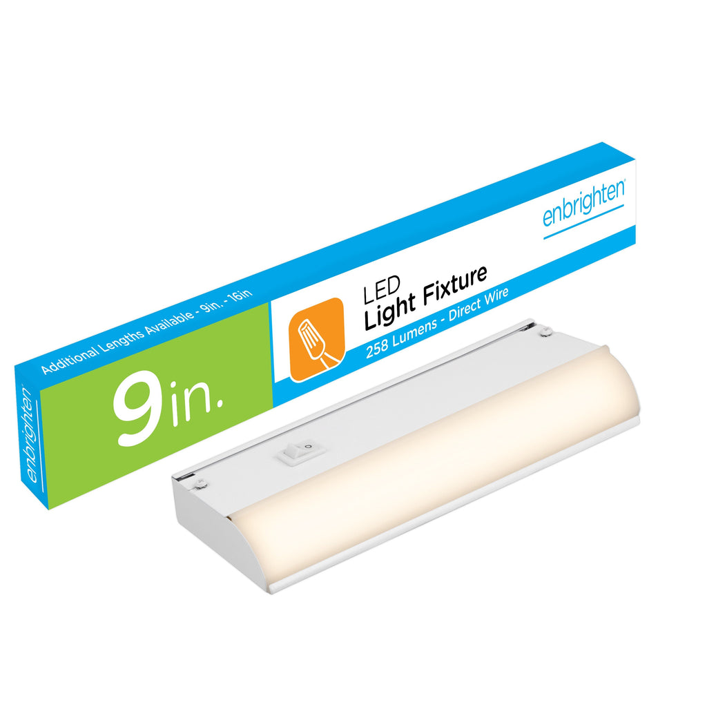 Enbrighten 9in. On/Off  Direct Wire LED Under Cabinet Light Fixture, White