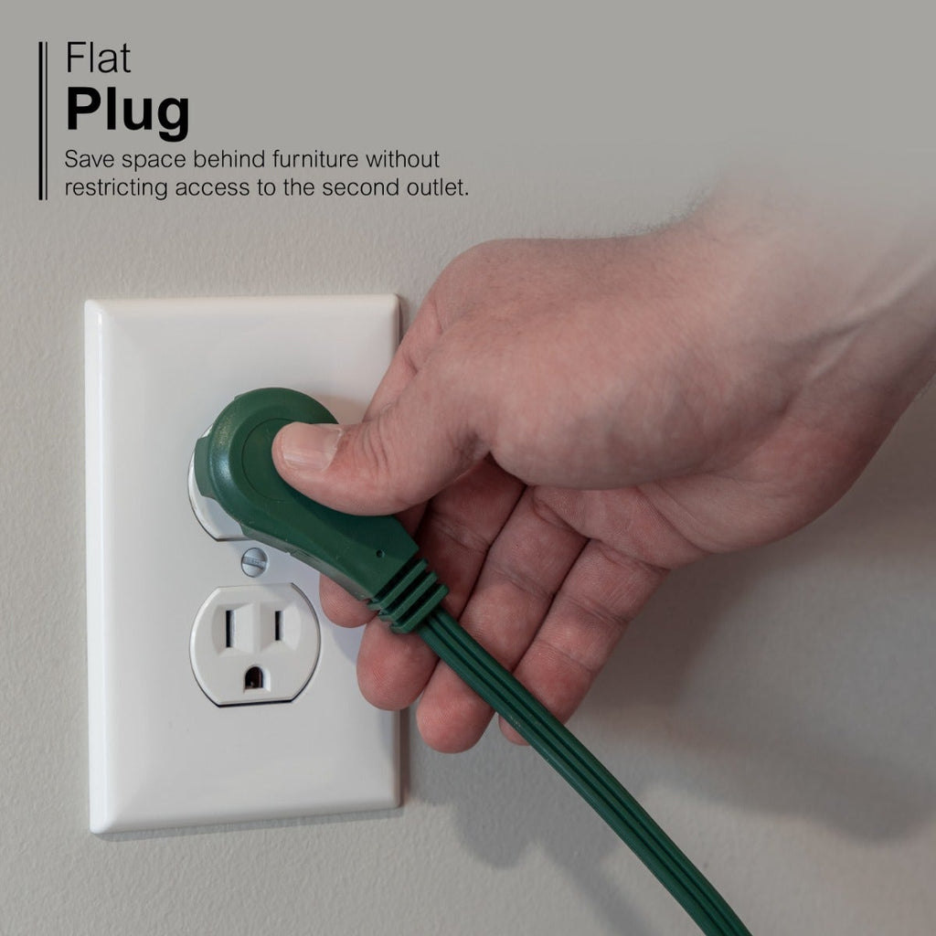GE 3-Outlet 3ft. Extension Cord with Right-Angle Plug, Green