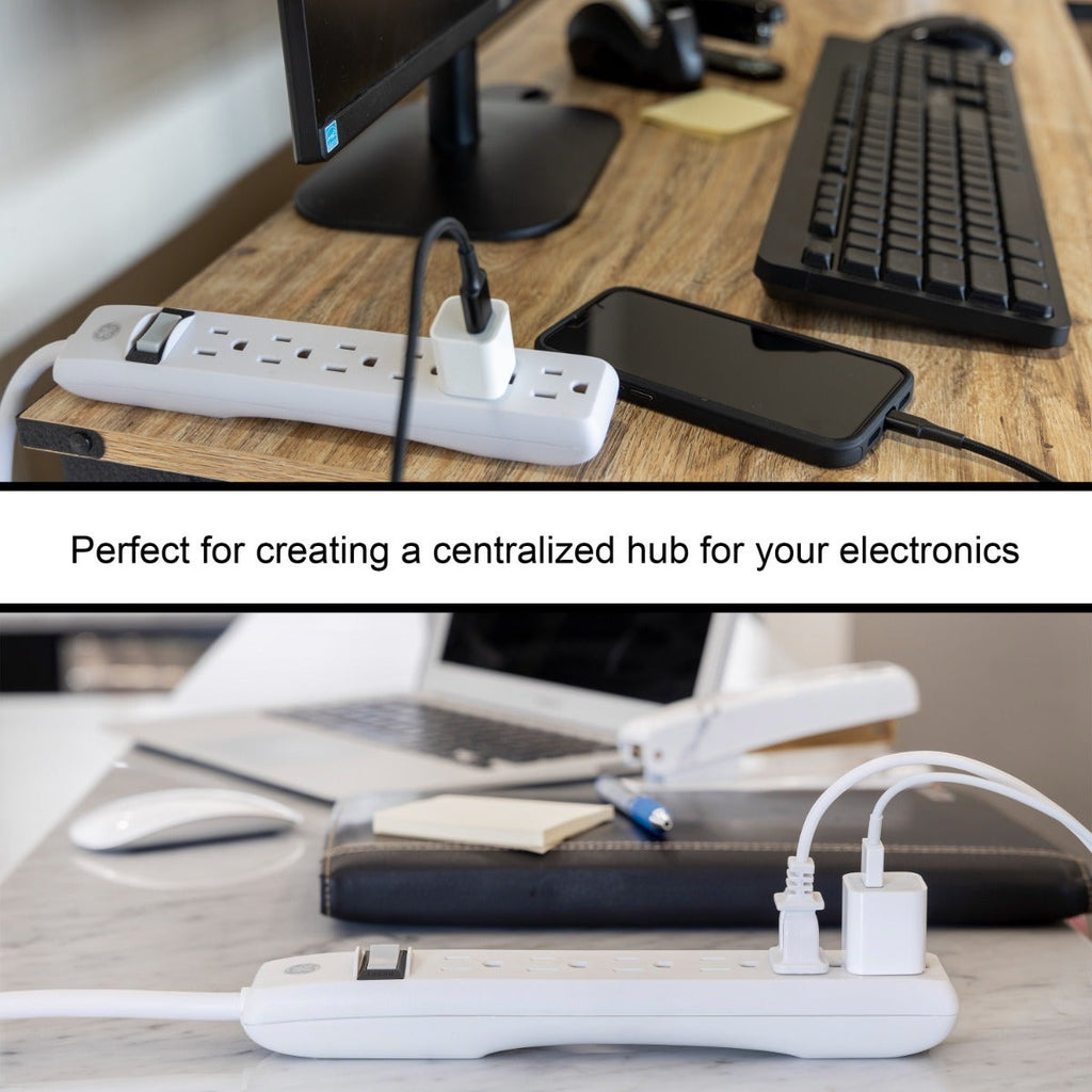 GE 6-Outlet Power Strip 8ft, White
