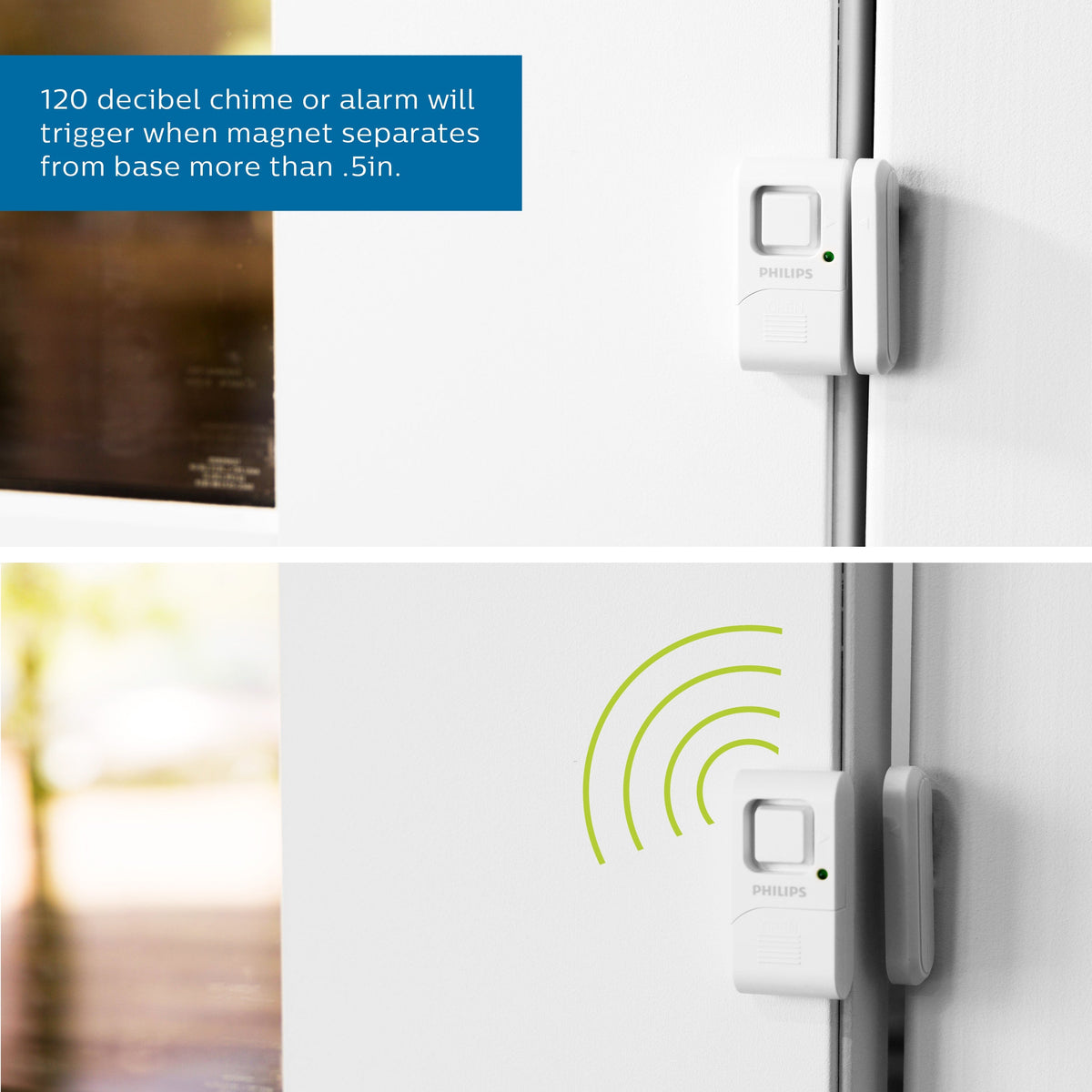 Philips Battery Operated Door Alarm, 2 Pack, White
