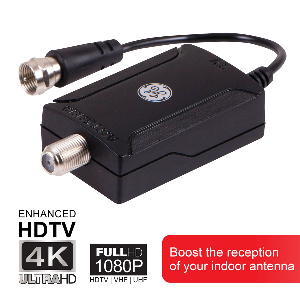GE Antenna Amplifier with AC Power Adapter, Black