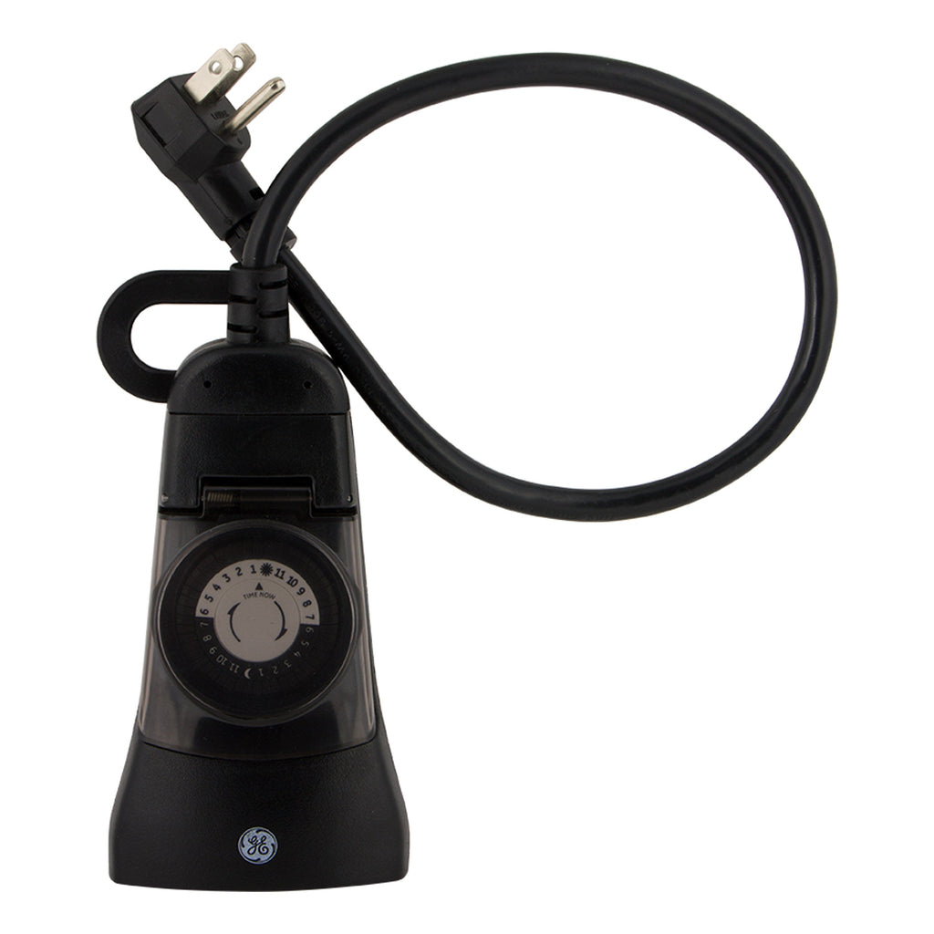 GE Outdoor Plug-In 24-Hour Mechanical Timer, Black