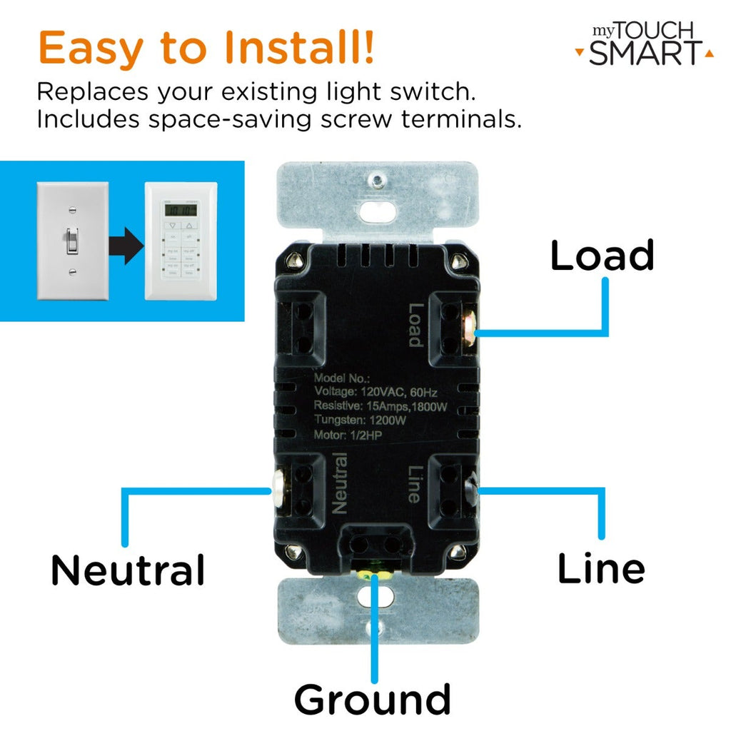 myTouchSmart Indoor In-Wall Simple Set Digital Timer, White