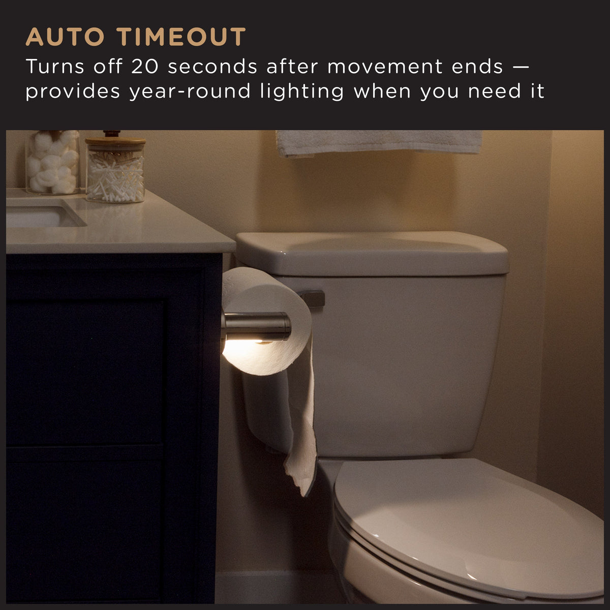Enbrighten LED Motion Sensing Toilet Paper Holder Light, Chrome