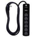 GE 6-Outlet 8ft. Surge Protector with Twist-to-Close Safety Covers, Black
