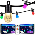 Enbrighten Ecoscapes WiFi VIBE Color-Changing LED Cafe Lights, 12 Bulbs, 24ft. Black Cord, 2 pack