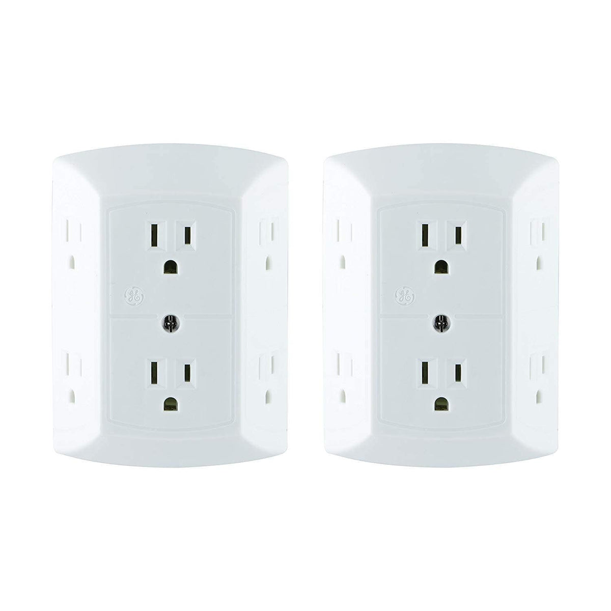 GE 6-Outlet Wall Tap, 2 Pack, White