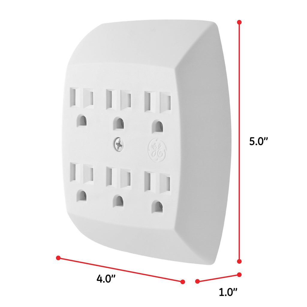 GE 6-Outlet Wall Tap, White