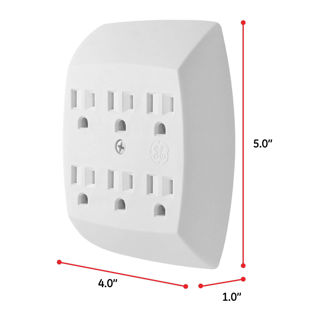 GE 6-Outlet Wall Tap, White