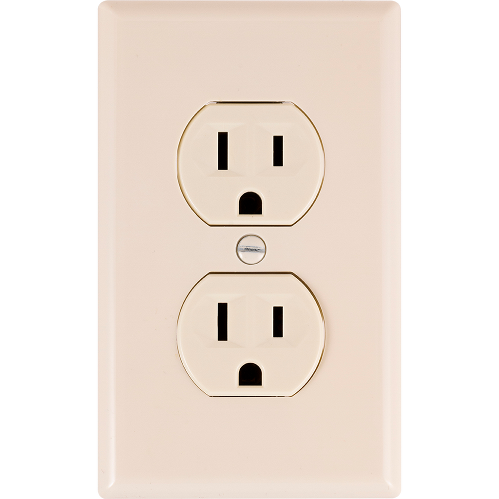 GE UltraPro Grounding Duplex Heavy-Duty Receptacle, Light Almond