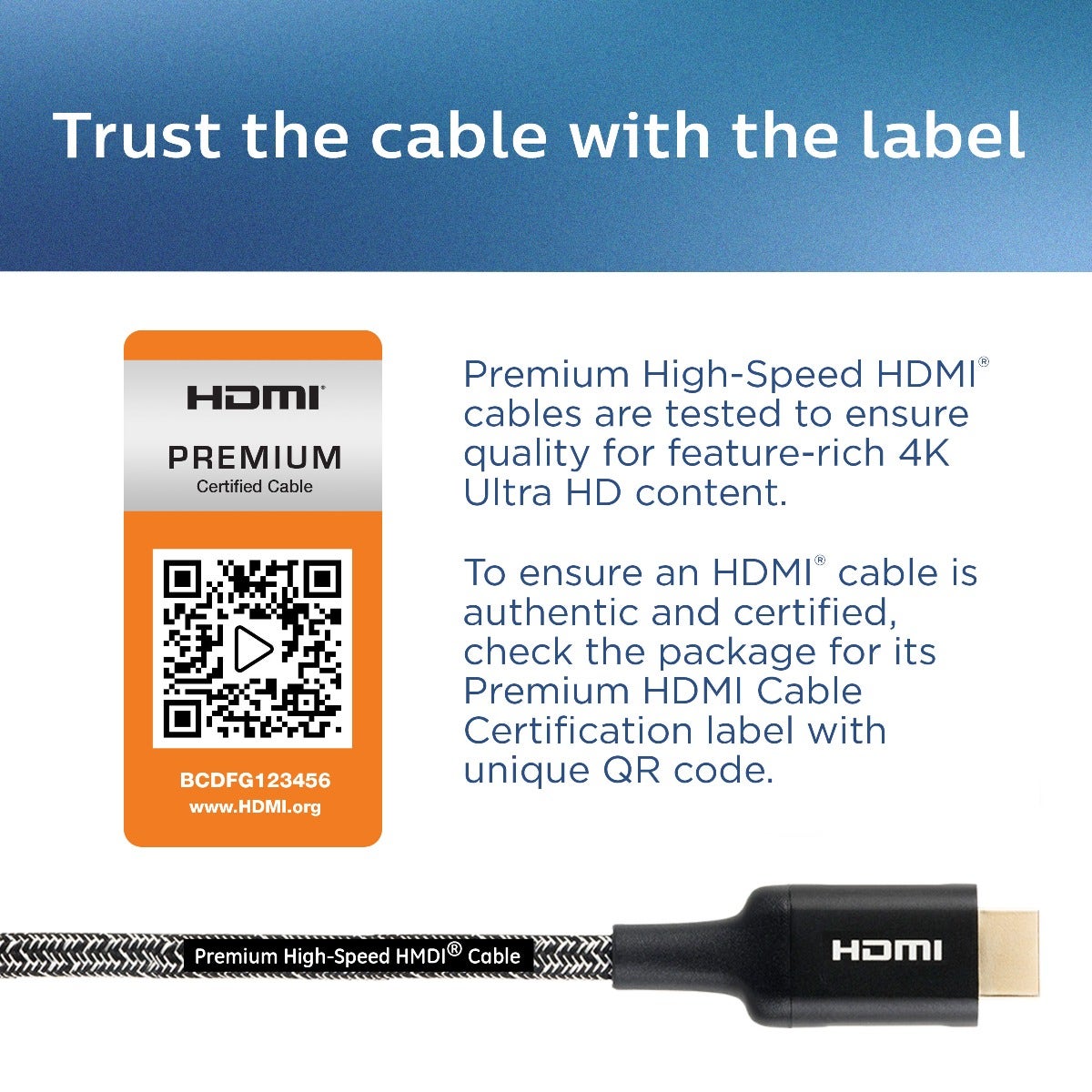 Philips 4ft. 4K Premium HDMI Cable With Ethernet, Black
