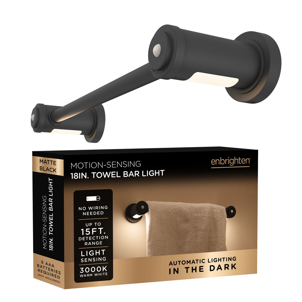 Enbrighten LED Motion Sensing Towel Bar Light, Matte Black