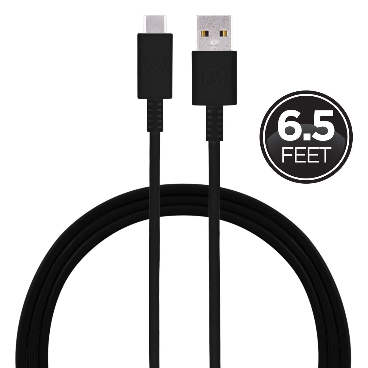 GE 6.5ft. USB-A to USB-C Charging Cable, Black