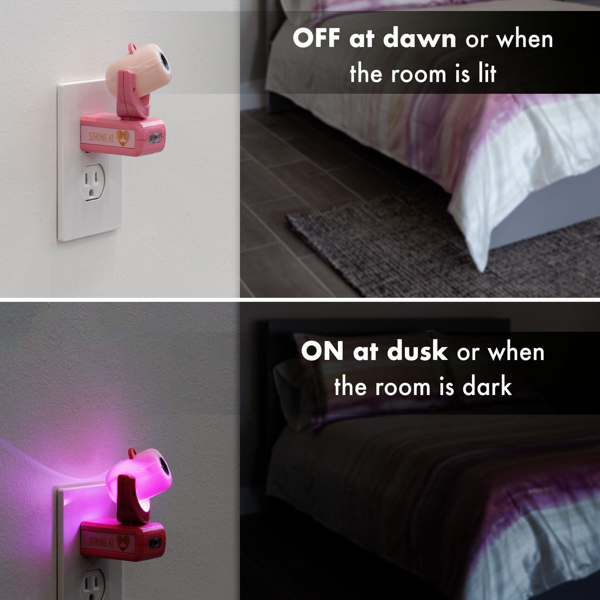 Projectables Disney Princesses Light Sensing 6-Image LED Night Light, Pink