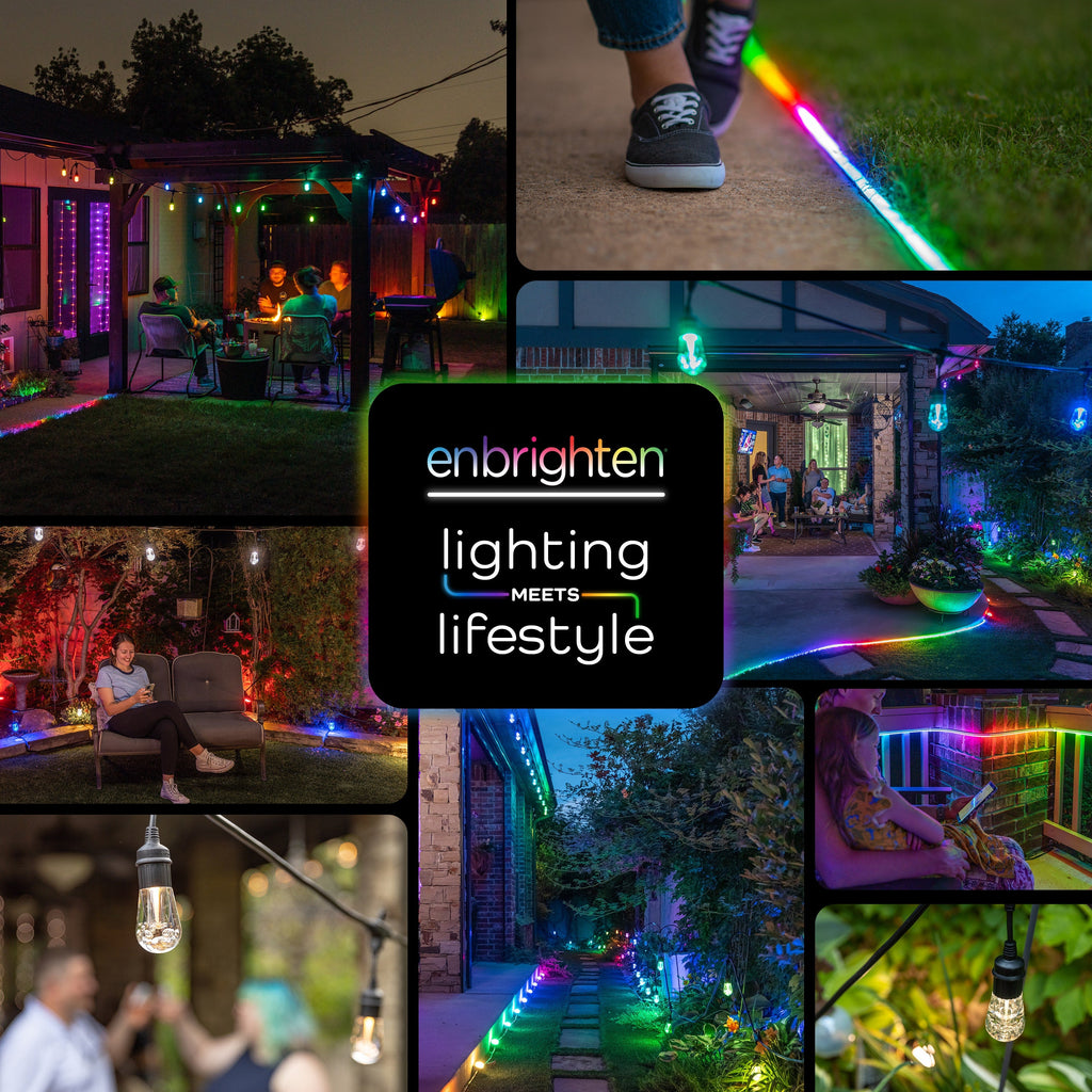 Enbrighten WiFi VIBE Color-Changing LED Landscape Lights, 6 Lights, 50ft. Black Cord