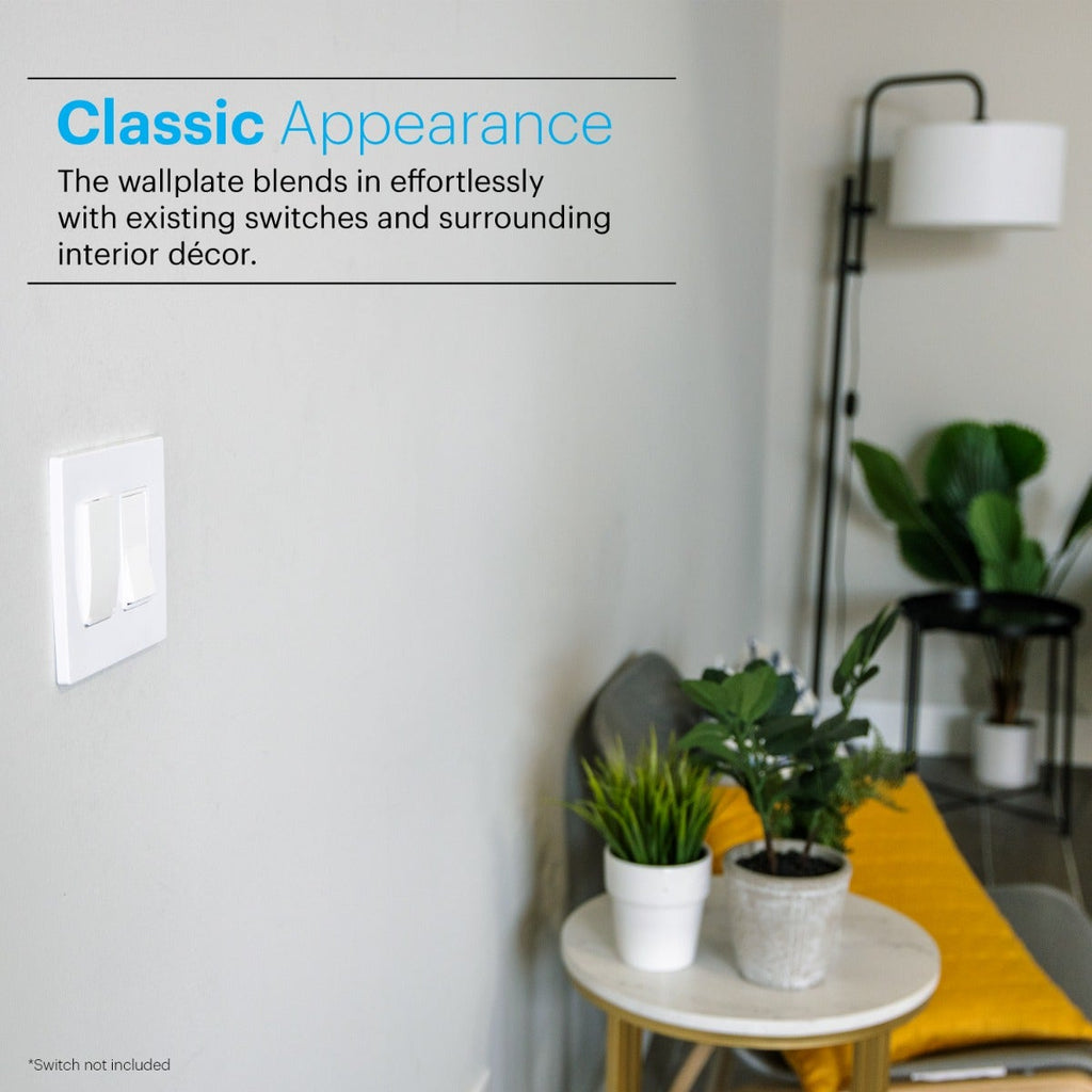 Power Gear Double Rocker Screwless Light Switch Wall Plate, 10 Pack, White