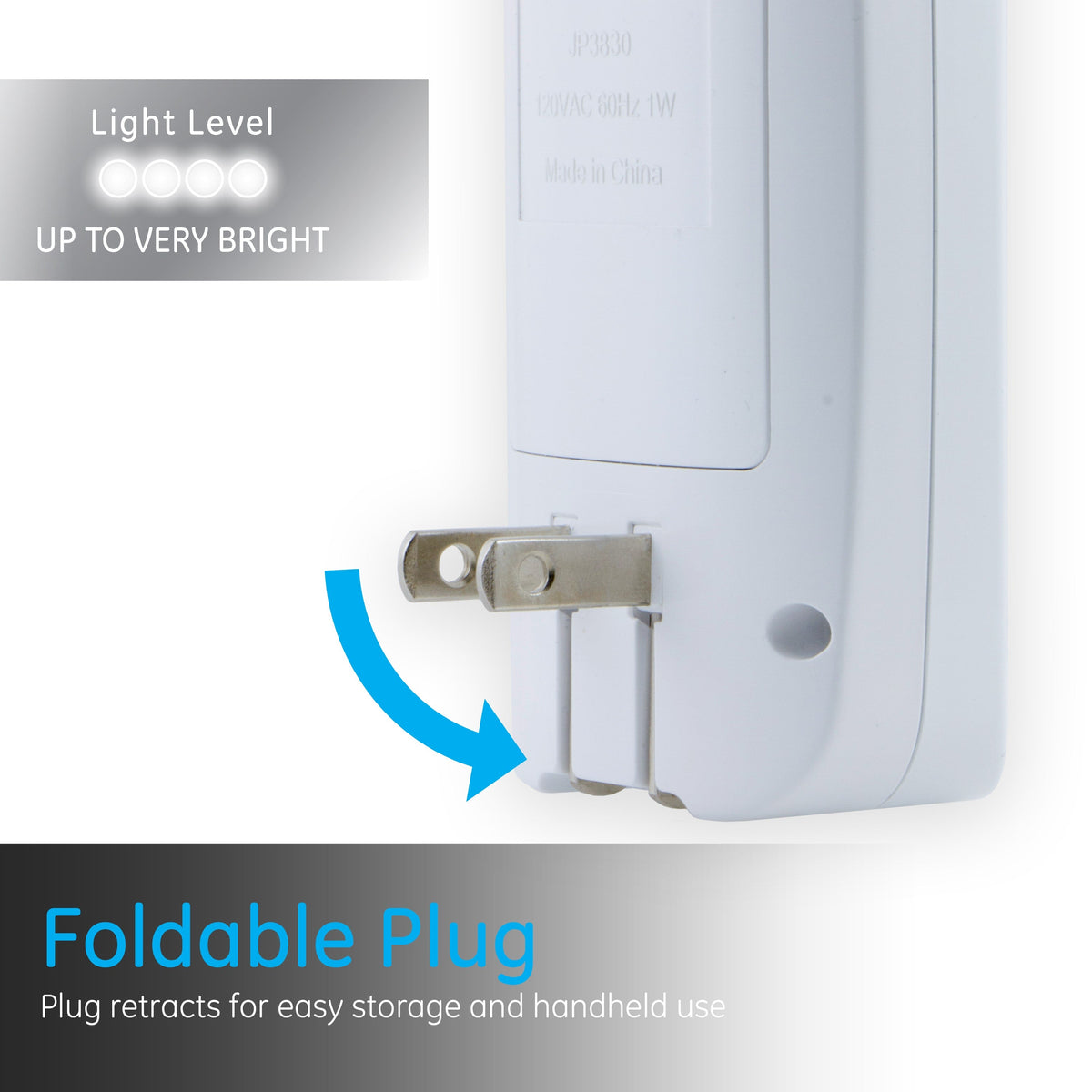 GE 4-in-1 Rechargeable Power Failure LED Night Light, White