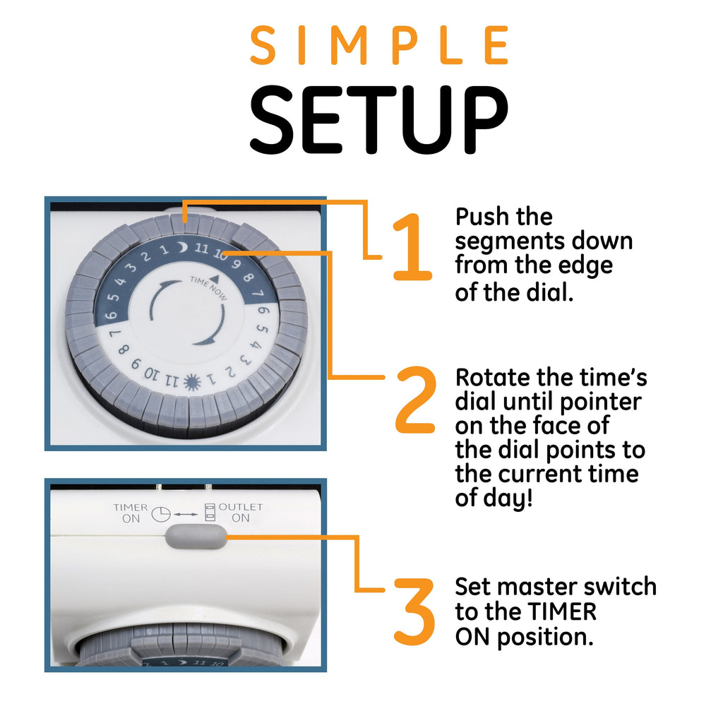 GE Indoor Plug-In 24-Hour Mechanical Timer, White, 4 Pack