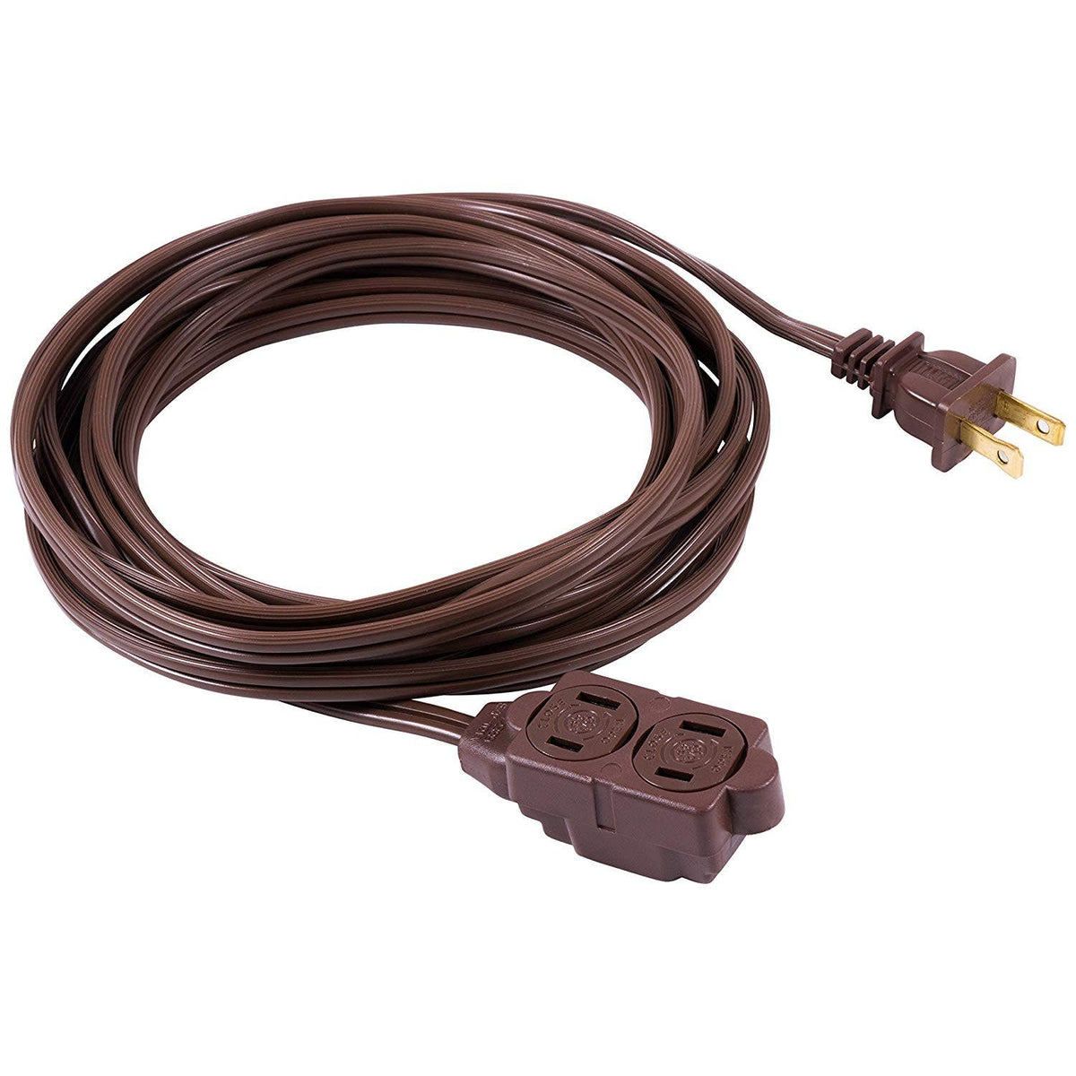 GE 3-Outlet 12ft. Extension Cord with Twist-to-Close Outlets, Brown