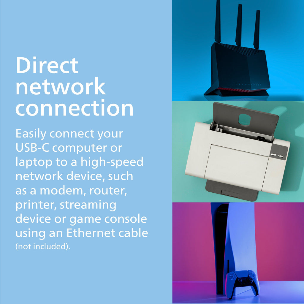 Philips USB-C to Ethernet Adapter, Black